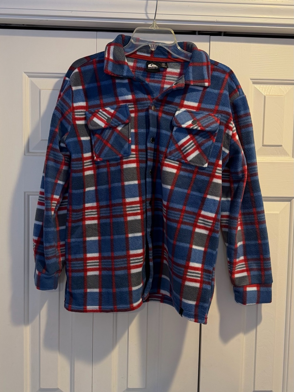 Quiksilver Kids Blue Red Plaid Fleece Shirt Jacket